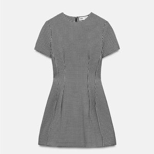 Zara Black and White Houndstooth Mini Dress